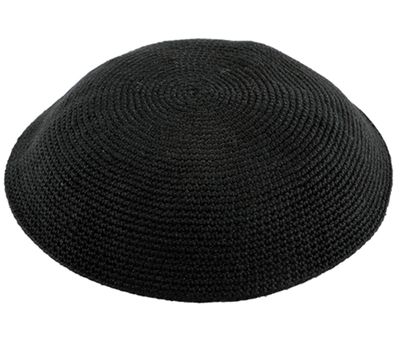 Black Knit Kippah DMC-12 cm