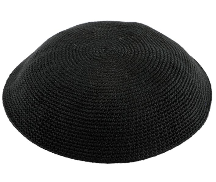 Black Knit Kippah DMC-12 cm