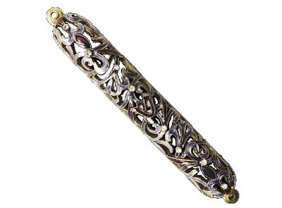 Enamel Jeweled Mezuzah - LG - Lavender/Gold