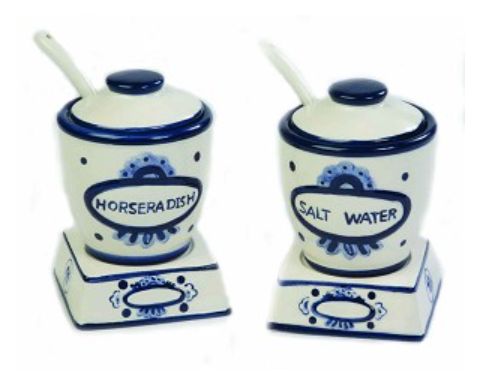 Passover Ceramic Horseradish and Salt Water Set