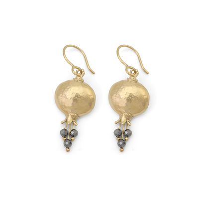 IMJ  14K Gold plated Pom Earrings with Stone