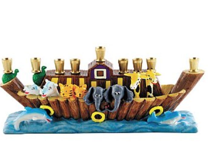 Noah's Ark with animals Menorah