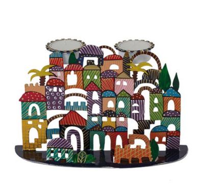 Emanuel Candlesticks - Hand painted Jerusalem