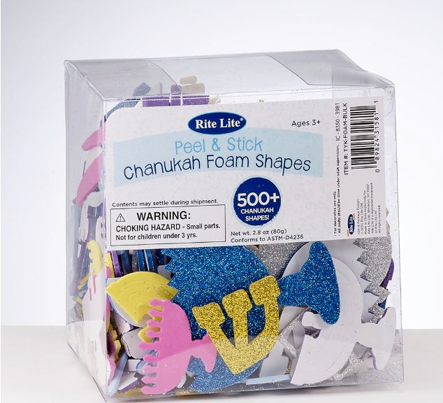 Chanukah Foam Shapes, Glitter Shapes Included (500+)