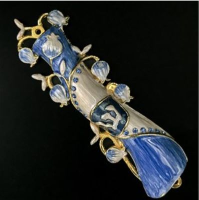 Enamel Jeweled Mezuzah - SM Torah W/Pom
