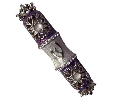 Enamel Jeweled Mezuzah - SM Purple