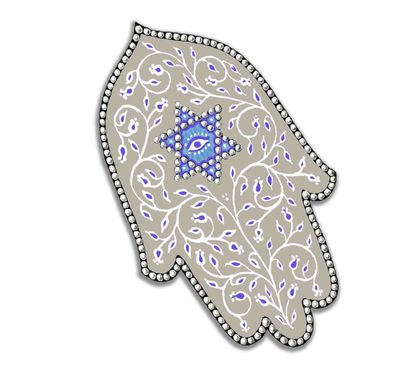Caspi Car Mezuzah - Gray Hamsa