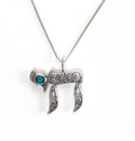IMJ Chai Pendant with Stone Necklace