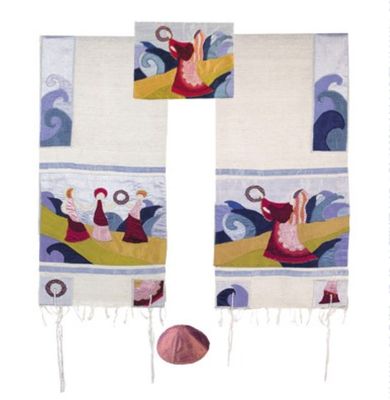 Emanuel Raw Silk Appliqued Tallit Set - Miriam