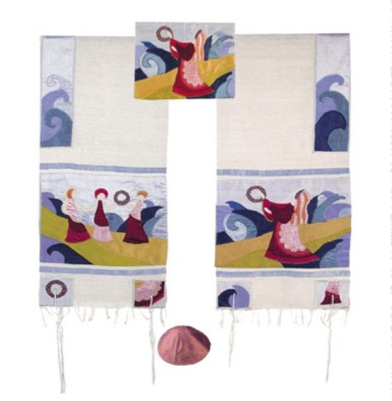 Emanuel Raw Silk Appliqued Tallit Set - Miriam