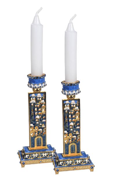 Enameled Jerusalem Candlesticks