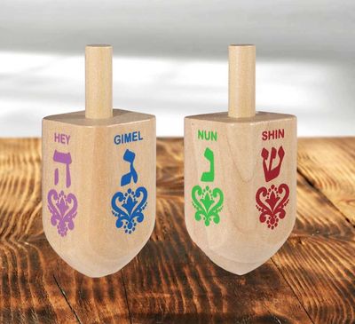 Jumbo Painted Wood Dreidel
