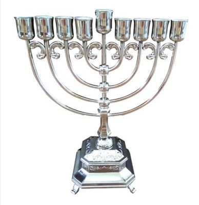 Nickel Plated Chanukah Menorah