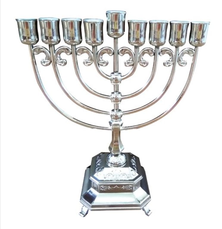 Nickel Plated Chanukah Menorah
