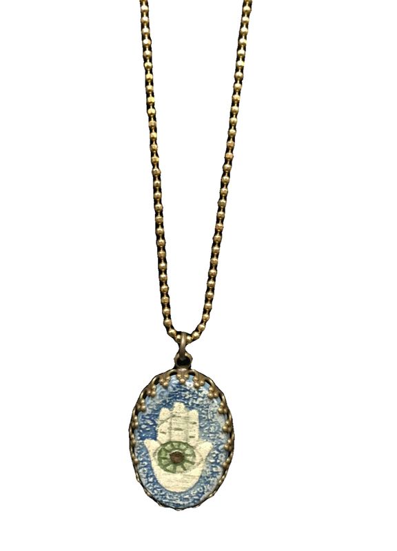Art in Clay Necklace - Hamsa (Handmade)