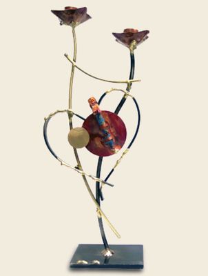 Rosenthal - Yuri two-toned heart Sabbath candles