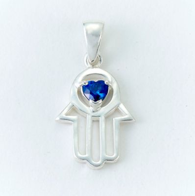 Sterling Silver Hamsa w/Stone Pendant