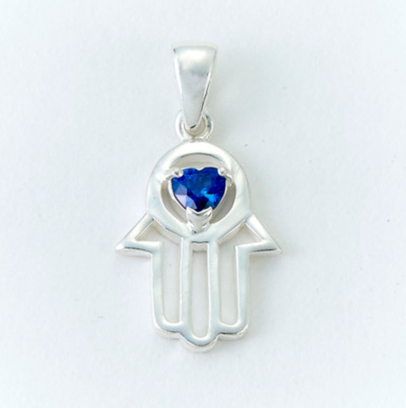 Sterling Silver Hamsa w/Stone Pendant