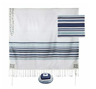 Emanuel Woven Stripes Tallit Set - Pomegranate Ata