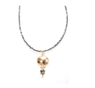 IMJ  Gold-plated Pom with Terahertz stone - Beaded Necklace