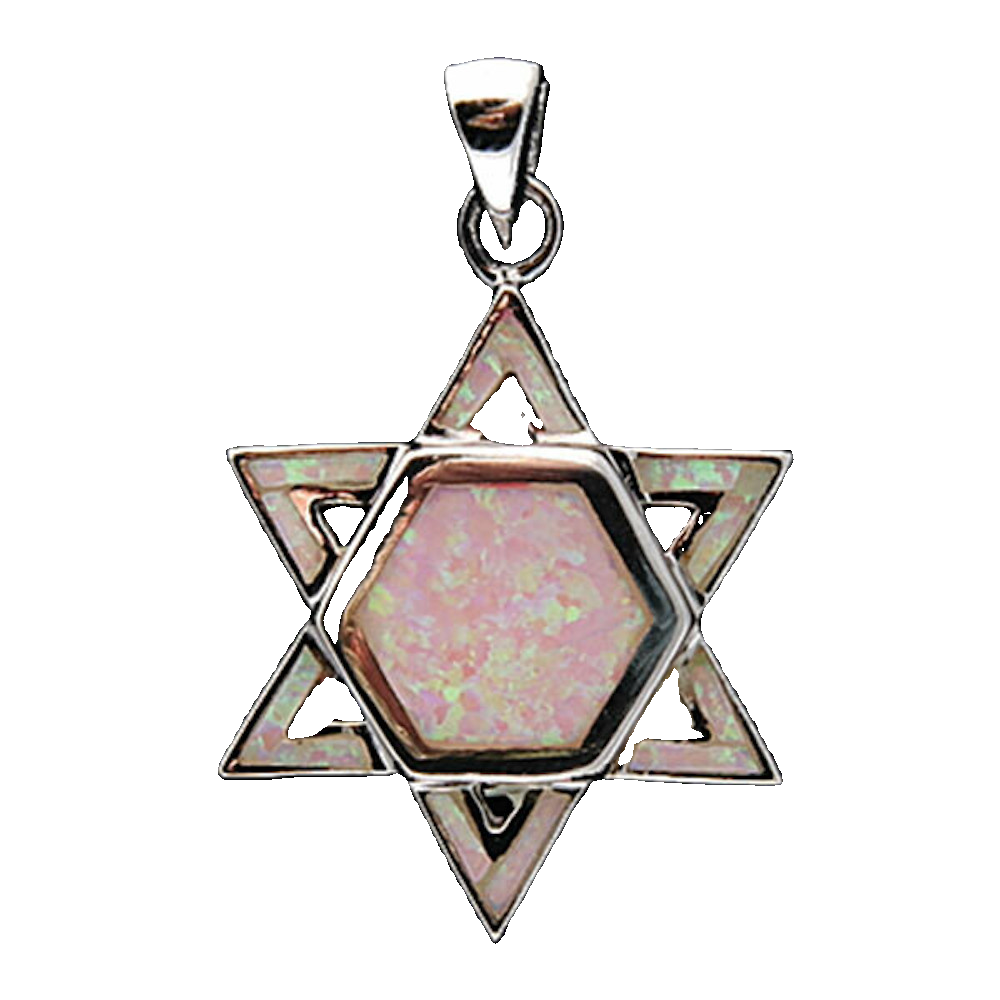 Pink Opal Star of David Necklace