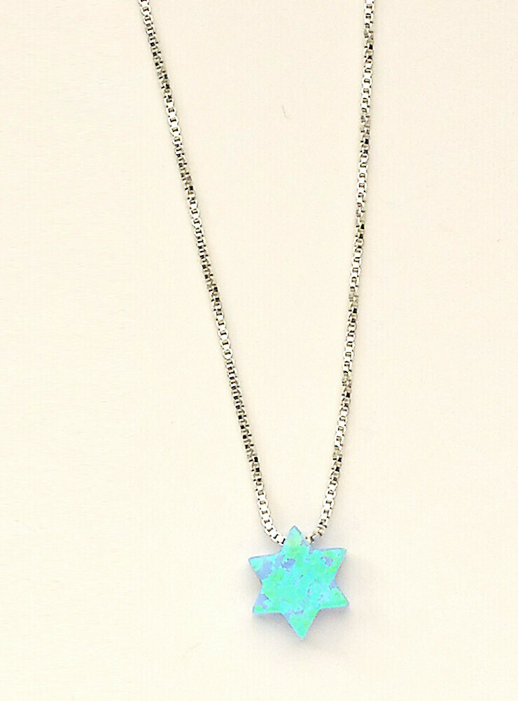Sterling Silver Opal Necklace - Star & Hamsa Sterling Silver Opal Necklace - Star & Hamsa