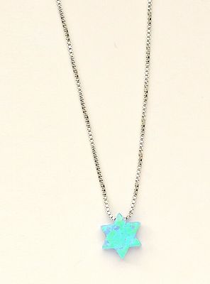 Sterling Silver Opal Necklace - Star & Hamsa Sterling Silver Opal Necklace - Star & Hamsa
