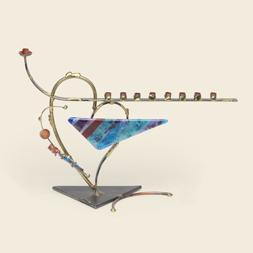 Rosenthal 2-Toned Heart Menorah with Wedding Shards Holder Rosenthal 2-Toned Heart Menorah with Wedding Shards Holder