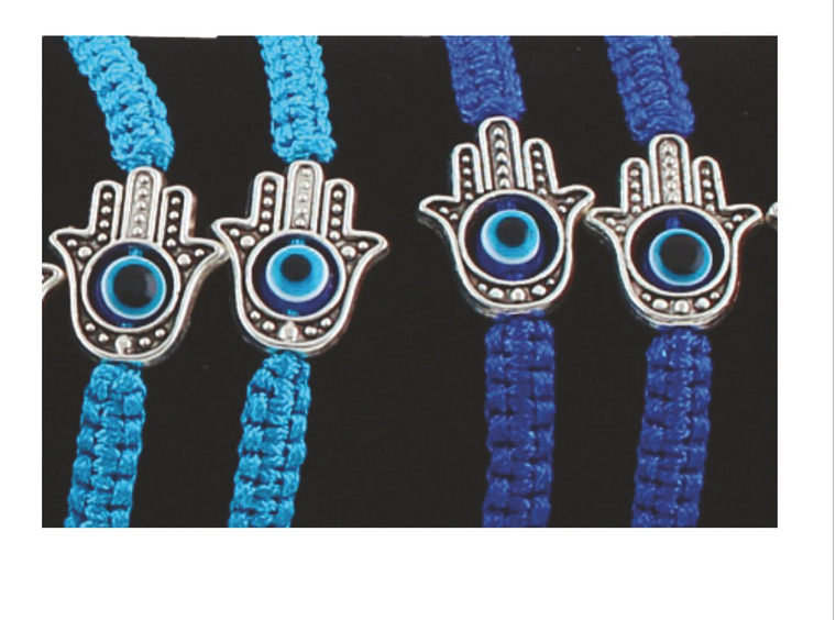 Bracelets with Amulets (Blk) - Hamsah with eyes