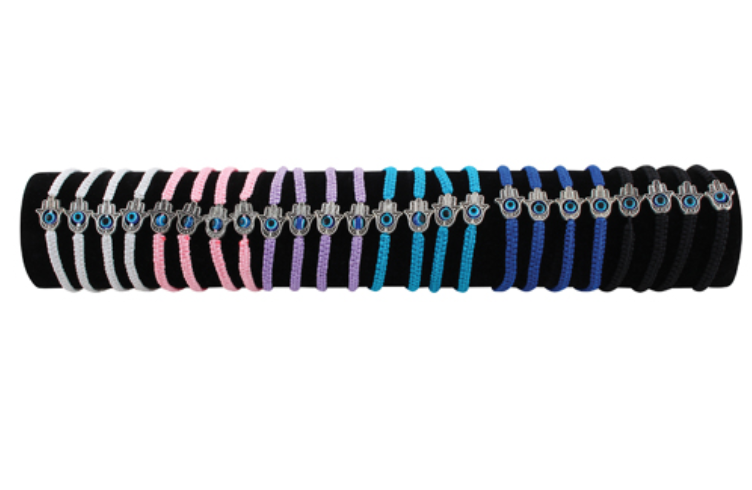 Bracelets with Amulets (Blk) - Hamsah with eyes Bracelets with Amulets (Blk) - Hamsah with eyes