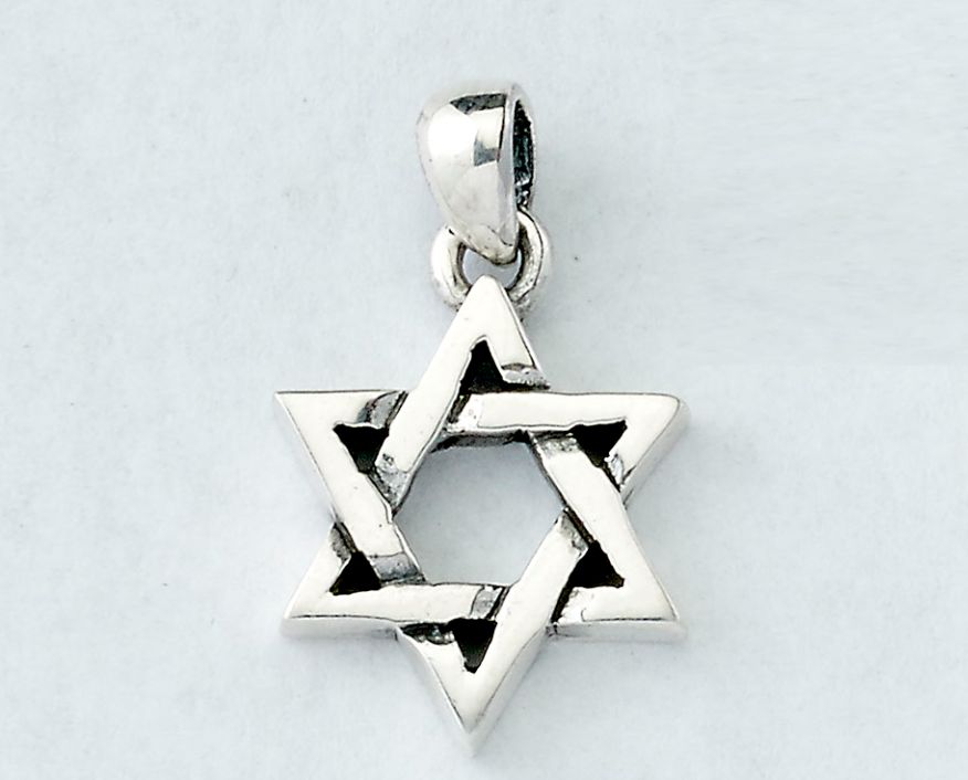 Stl Silver 0.75" Curved Star of David Pendant