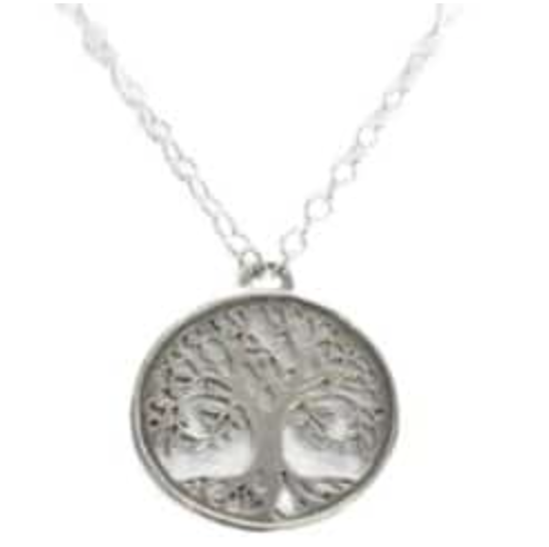 IMJ  Stl/Slv Tree of life necklace