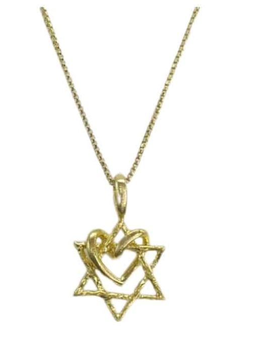 IMJ  Gold Plated Intertwined Star of David and Heart