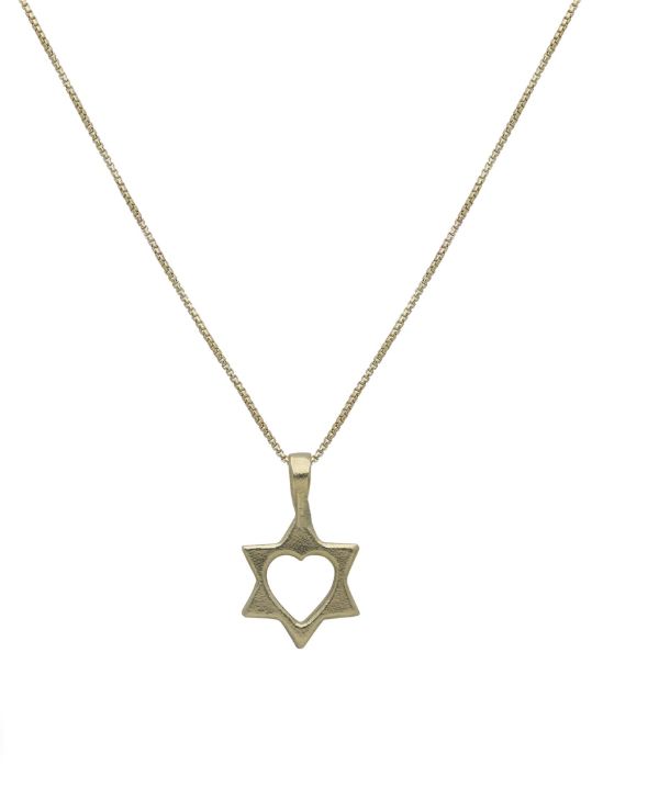 IMJ  Gold Plated Star of David with a Heart