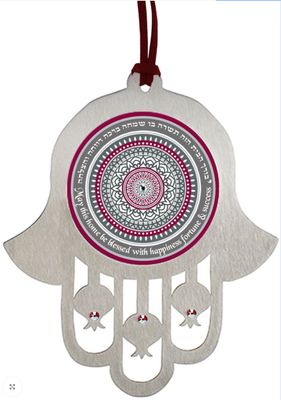 IMJ  Stl Steel Hamsa with crystals Home Blessing
