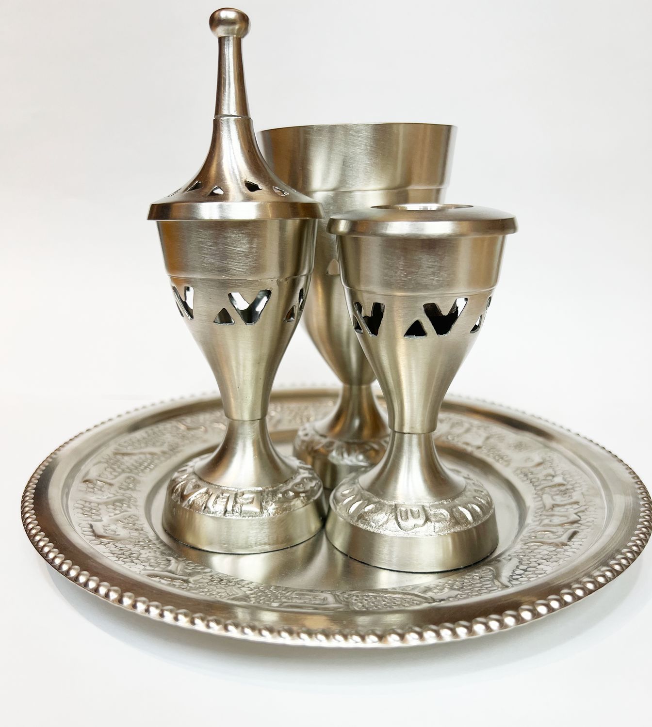 Pewter Hebrew Havdalah Set - 6pc