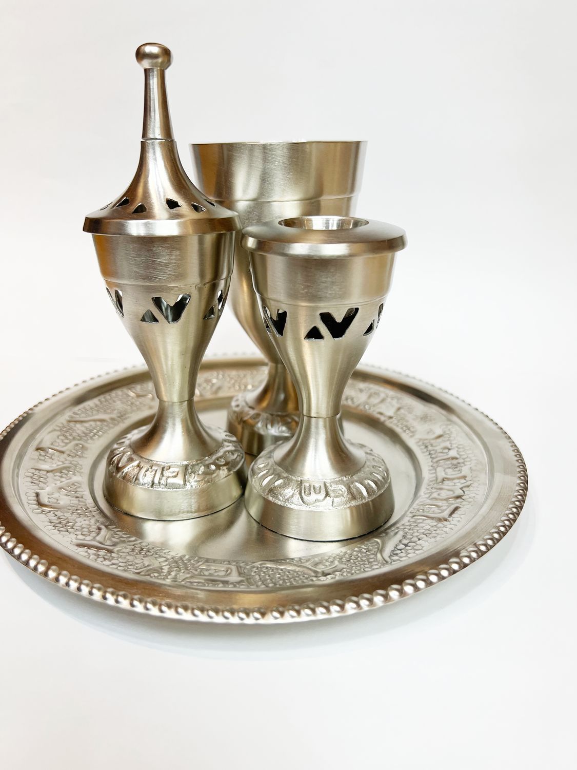 Pewter Hebrew Havdalah Set - 6pc