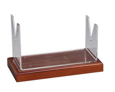 Acrylic Shofar Stand on Wood Base Acrylic Shofar Stand on Wood Base