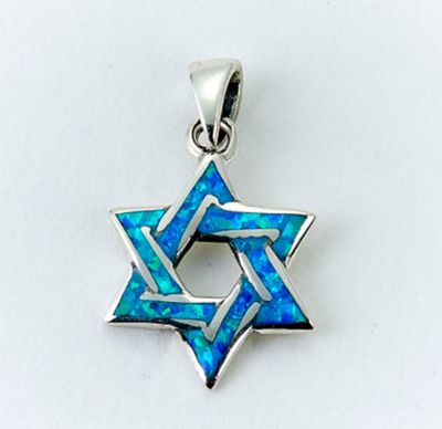 Stl Silver 0.75" Enamel Star of David Pendant - turquoise Stl Silver 0.75" Enamel Star of David Pendant - turquoise