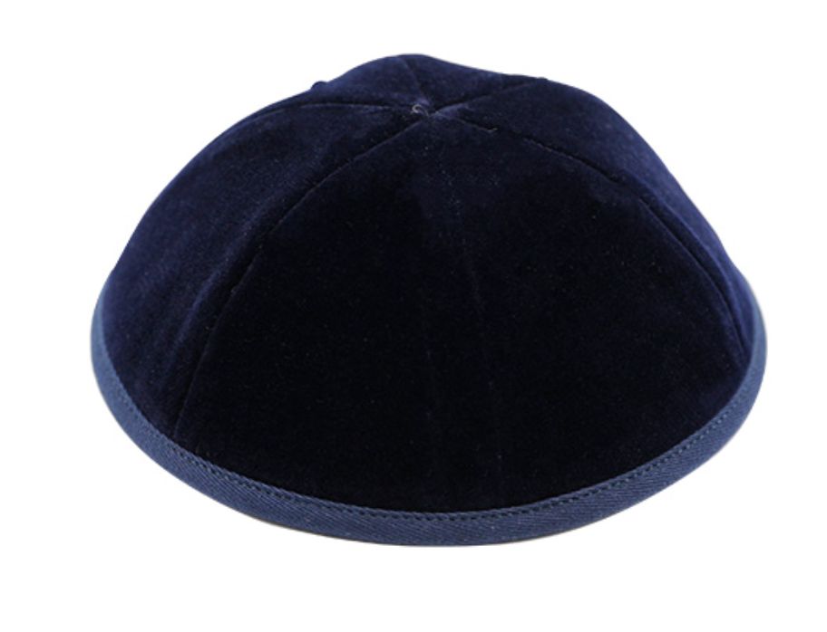 Velvet Kippah Dark Blue 4 parts - 19cm
