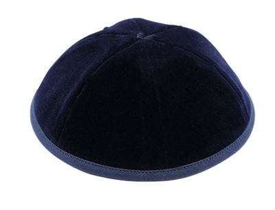 Velvet Kippah Dark Blue 4 parts - 19cm