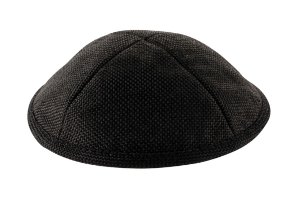 Linen Kippah w/Pin Spot Black - 17cm Linen Kippah w/Pin Spot Black - 17cm