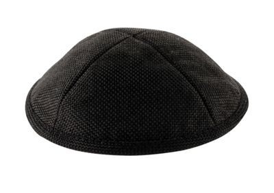 Linen Kippah w/Pin Spot Black - 17cm