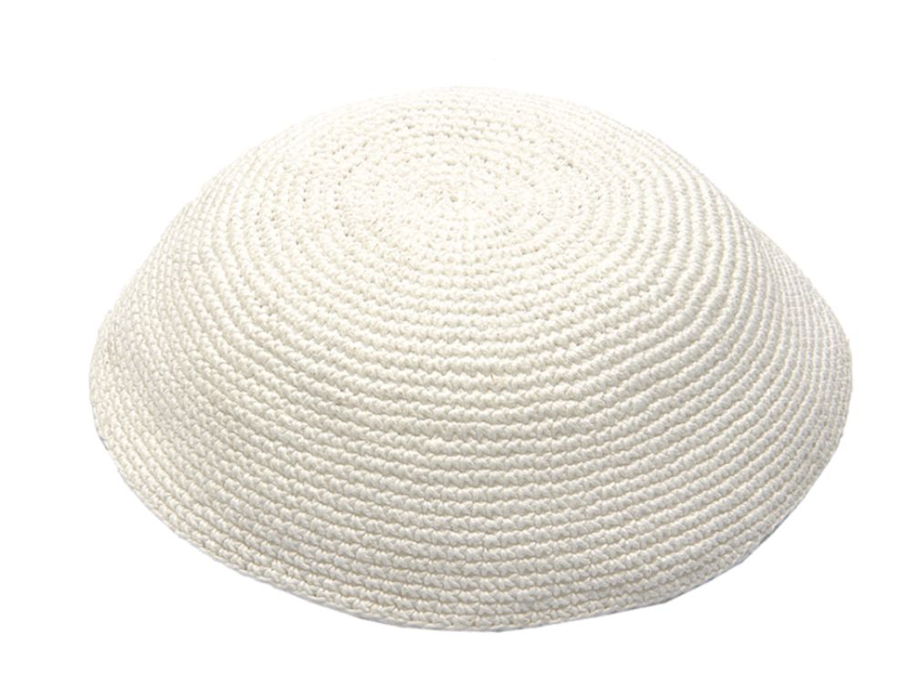 Knitted Kippah White - 17cm