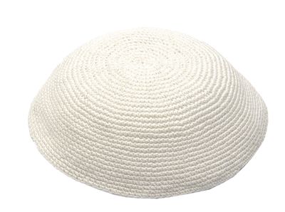 Knitted Kippah White - 17cm Knitted Kippah White - 17cm