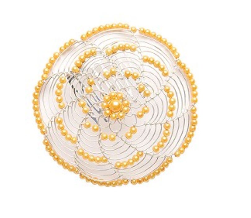 Woman Beaded Wire Kippah - Yellow Woman Beaded Wire Kippah - Yellow