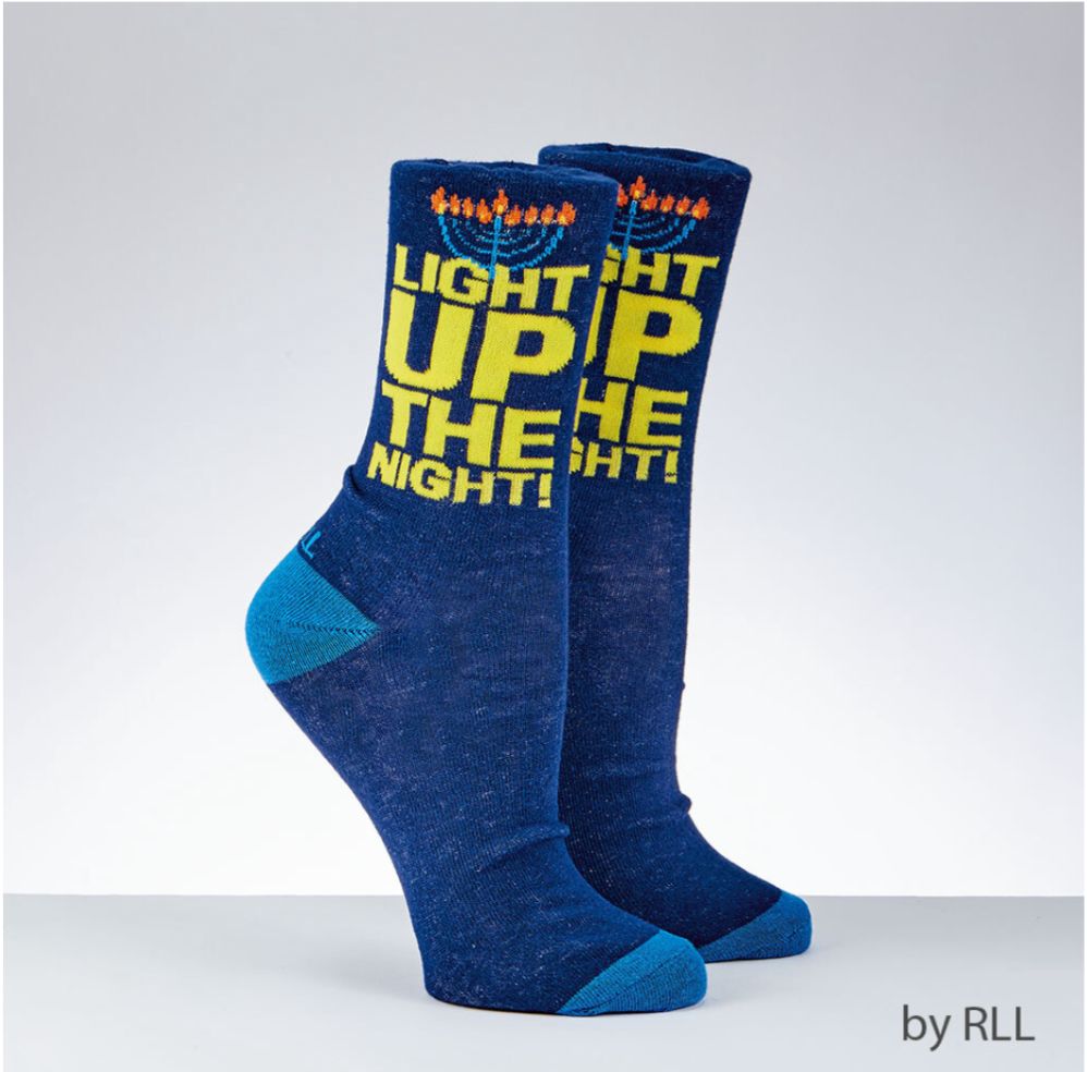 Chanukah Adult Crew Socks - Light Up The Light