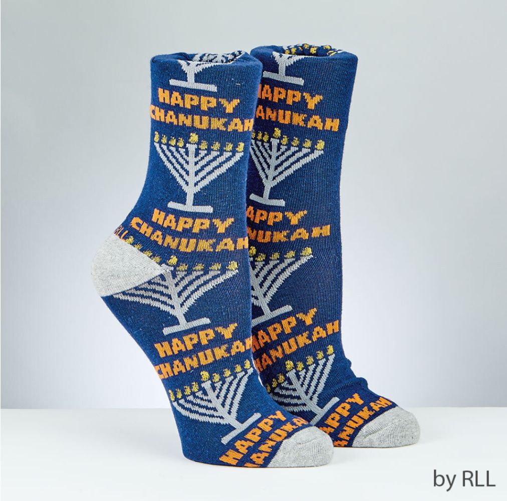 Chanukah Adult Crew Socks - Rambam Menorah