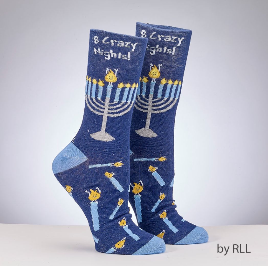 Chanukah Adult Socks - 8 Crazy Night