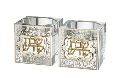 Crystal Candlesticks 5 cm with Metal Plaque